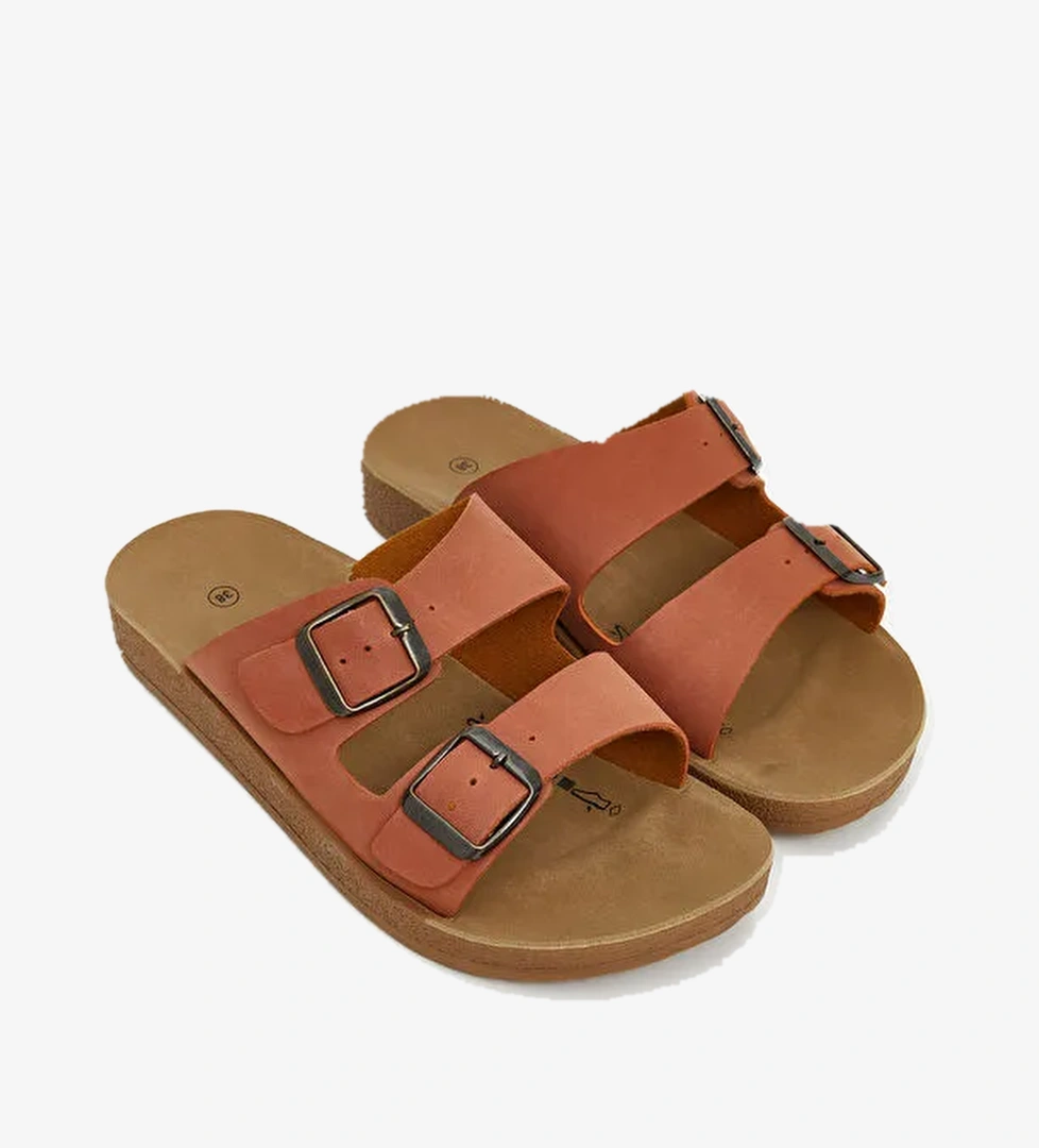 Lcw Steps Kahverengi Lcw Steps Çift Bantlı Kadın Terlik