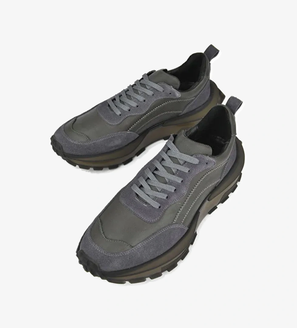 Erkek Hakiki Deri Sneaker 1431042Z7015 Gri - Görsel 1
