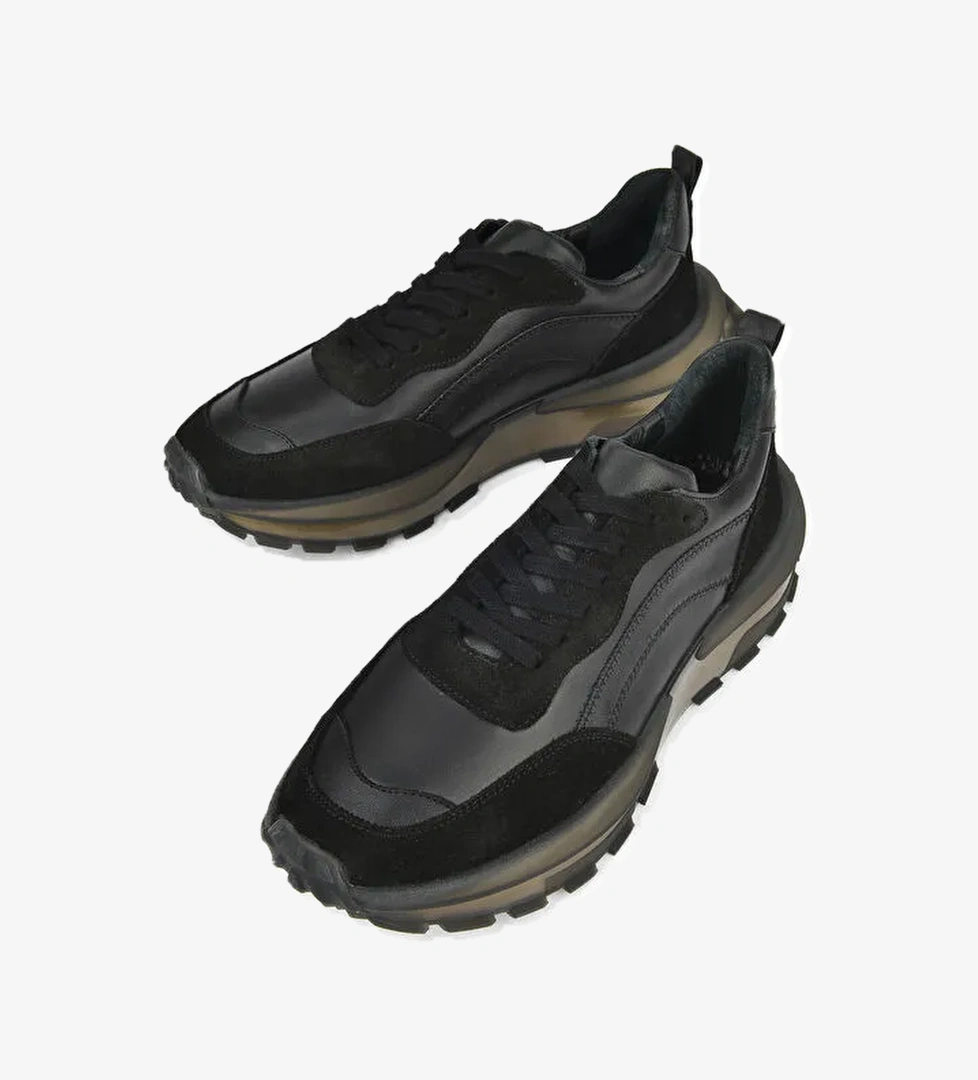 Erkek Hakiki Deri Sneaker 1431042Z7015 Siyah - Görsel 1