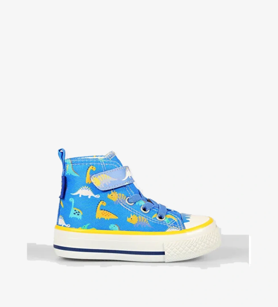 Ada Desenli Erkek Bebek Saks Mavi Sneaker - Görsel 1