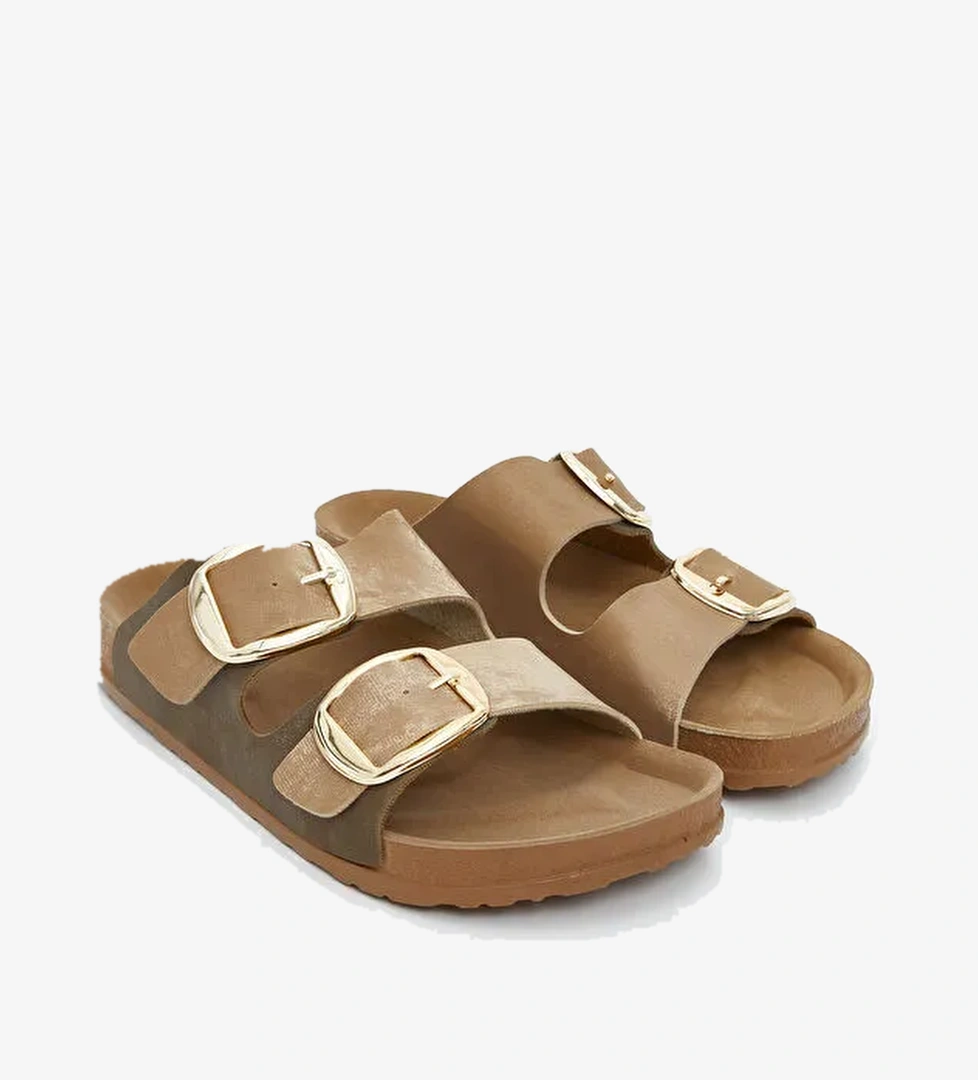 Deri Görünümlü Kadın Terlik - Görsel 1