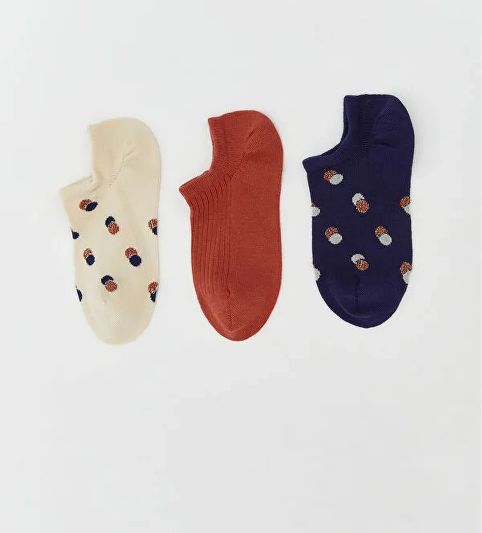 Baskılı Kadın Sneaker Çorap 3'lü - Görsel 1
