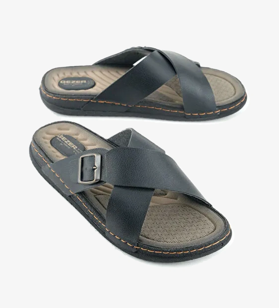 Gezer Erkek Yazlık Suni Deri Tek Toka Ayarlanabilir Rahat Taban Günlük Terlik model görseli
