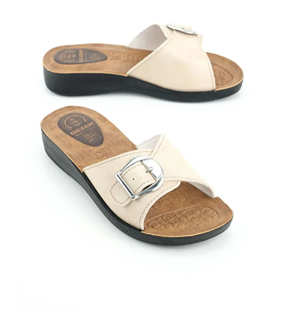Gezer Kadın Yazlık Suni Deri Tek Toka Ayarlanabilir Rahat Taban Günlük Terlik model görseli