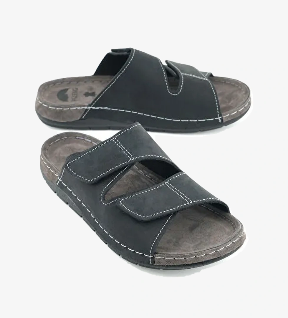 Erkek Yazlık İç Dış Hakiki Deri Günlük Terlik - Görsel 1