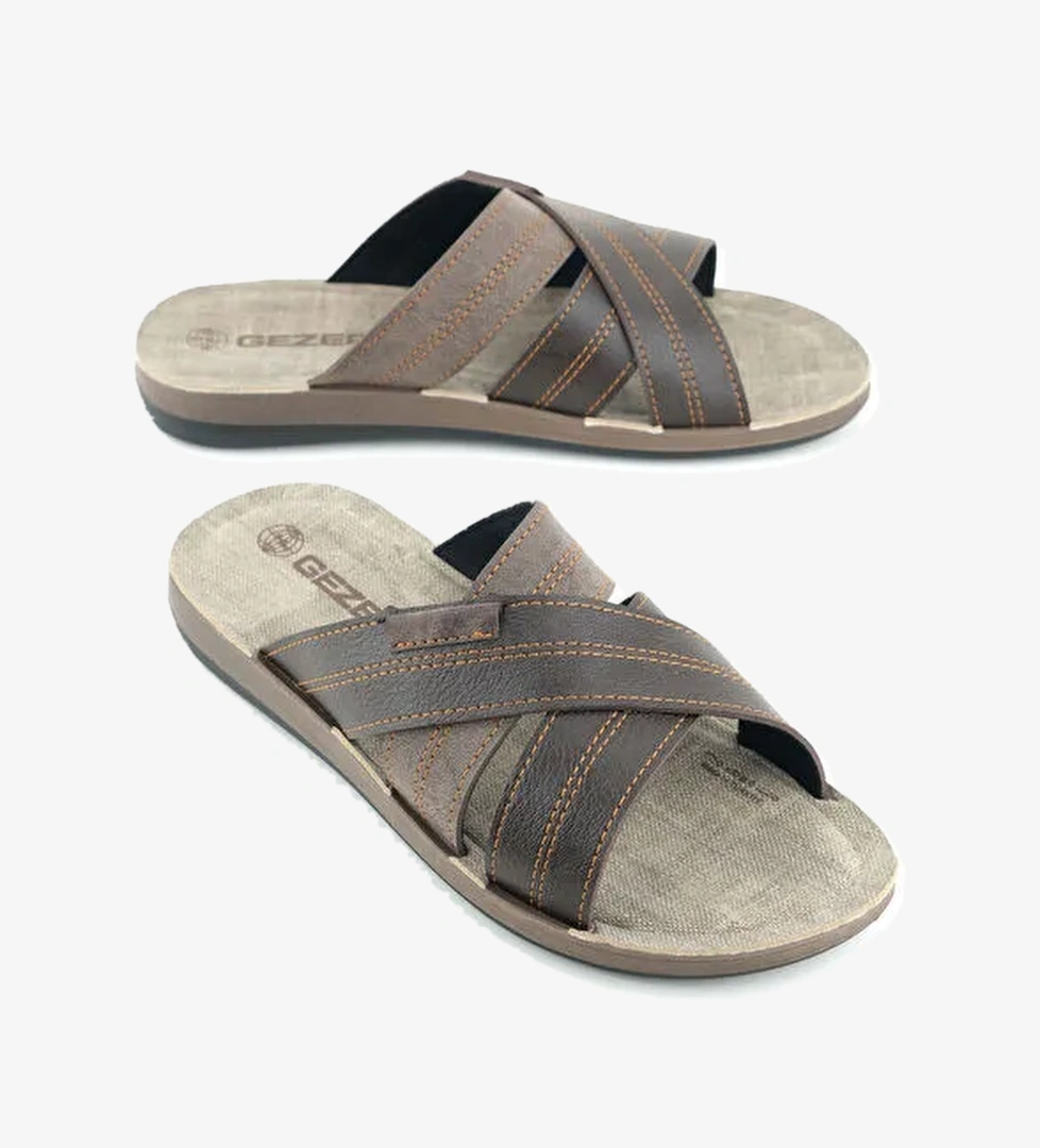 Yazlık Erkek Suni Deri Rahat Taban Günlük Terlik - Görsel 1