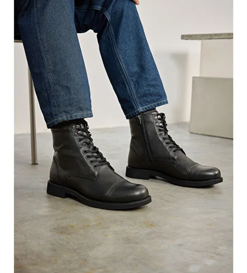 Ziya Erkek Hakiki Deri Bot 14319z7019 Siyah model görseli
