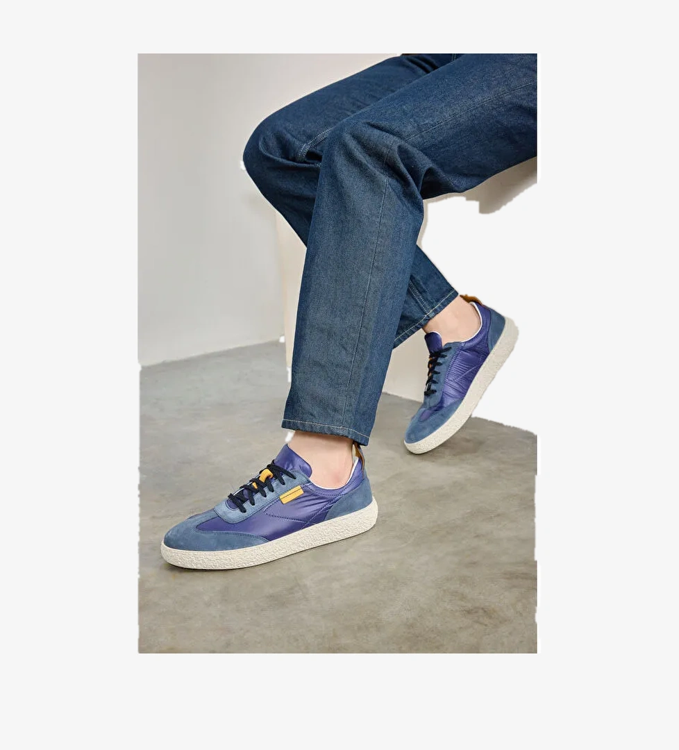 Erkek Hakiki Deri Sneaker 1431026Z219 Mavi - Görsel 1