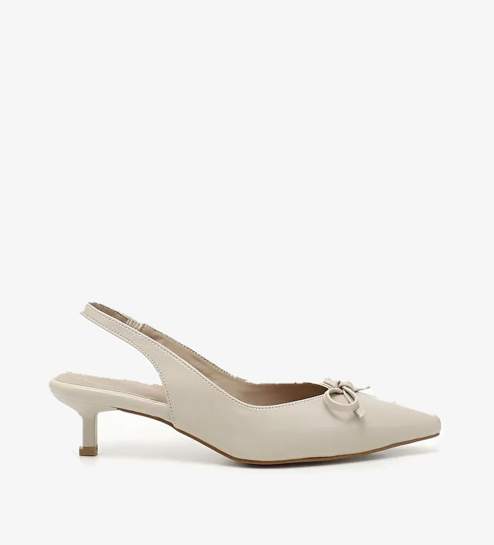 Gönderi̇(r) Kadın TEN Kısa İnce Topuklu Fiyonklu Arkası Açık Ayakkabı model görseli