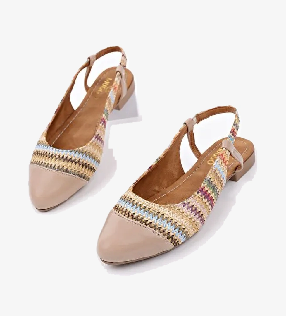 Muggo Roshan Arkası Açık Hasır Kadın Günlük Kısa Topuklu Ayakkabı model görseli