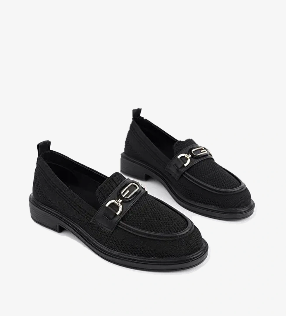 SAKURA Metal Tokalı Triko Kadın Loafer Günlük Makosen Ayakkabı