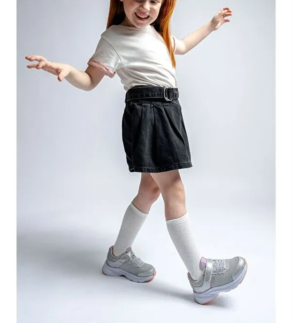 Kız Çocuk Gümüş Günlük Spor Ayakkabı