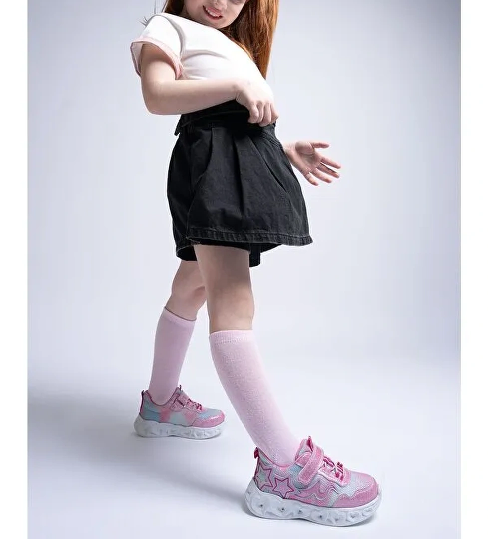 Kız Çocuk Pudra Işıklı Spor Ayakkabı