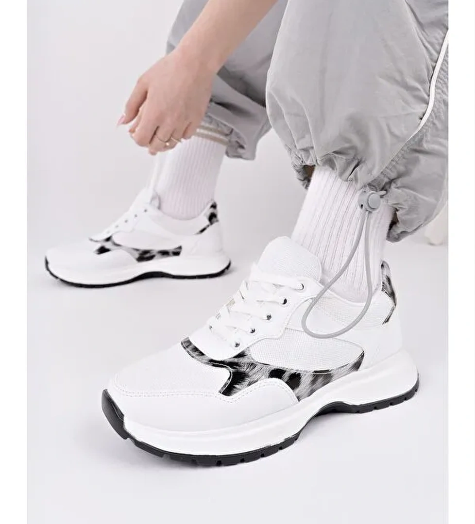 MELODY Kadın Kalın Taban Günlük Desenli Bağcıklı Sneaker Spor Ayakkabı