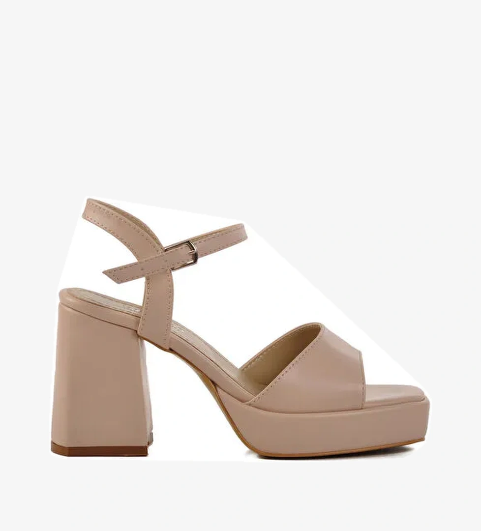 Bej Platform Topuk Kadın Topuklu Ayakkabı 284091 Z - Görsel 1