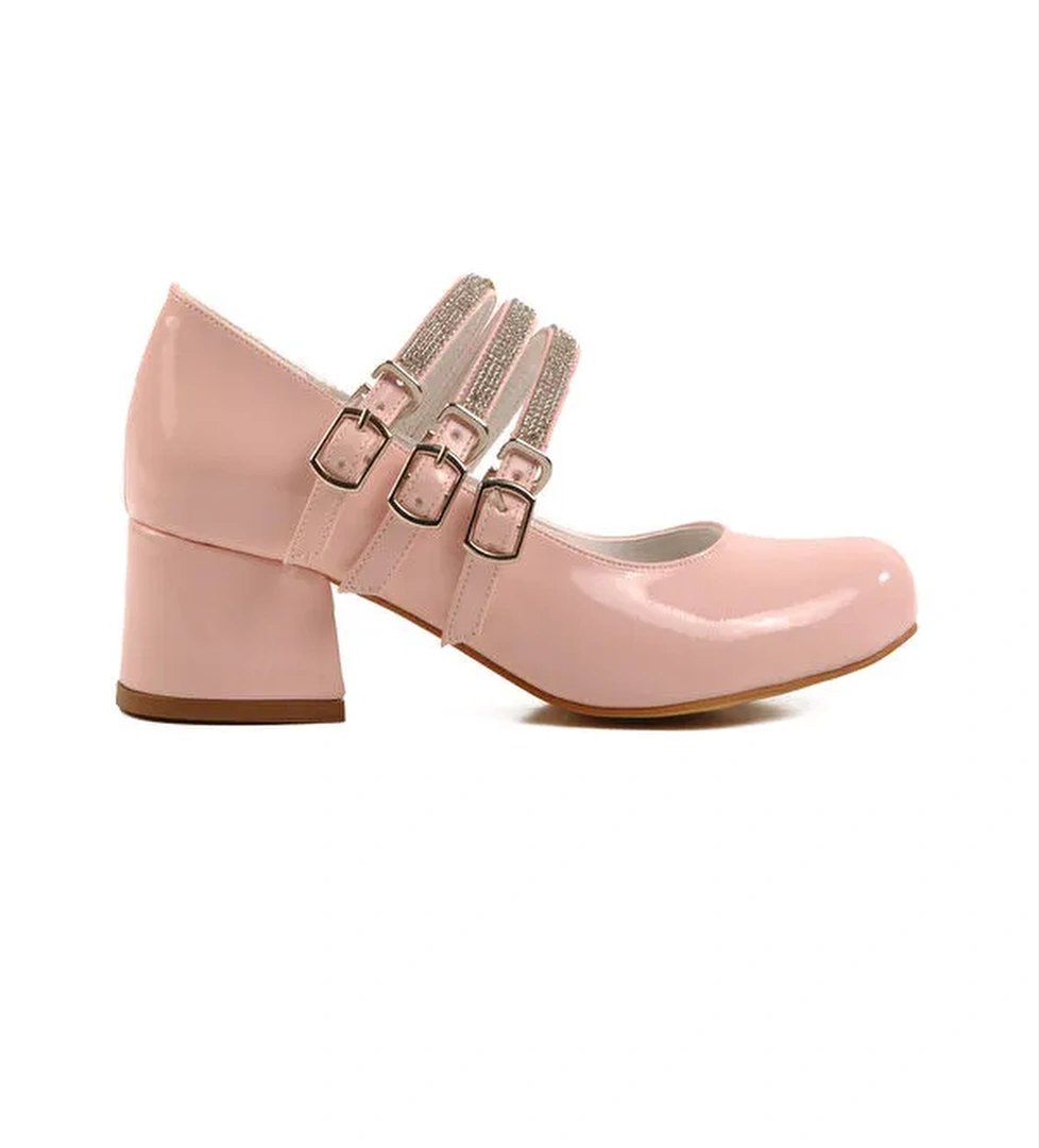 Ayakmod Ayakmod Pudra Taşlı Kız Çocuk Topuklu Babet 37 F model görseli