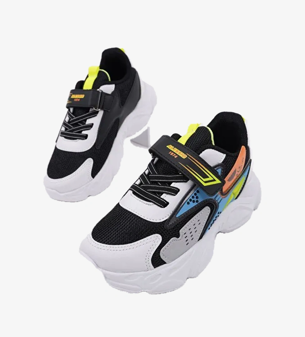 PANTER Kalın Taban Cırtlı ve Bağcıklı Unisex Çocuk Sneaker Spor Ayakkabı