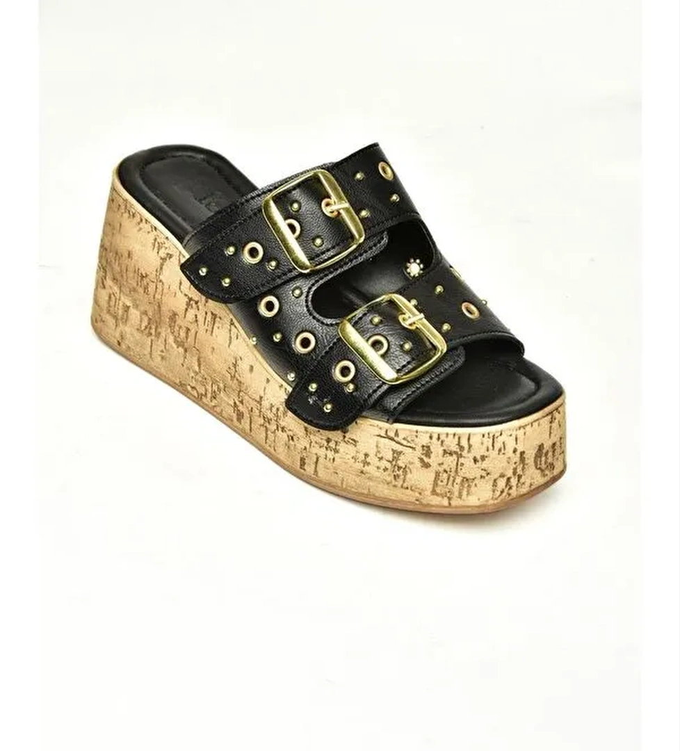 U9967535 Siyah Kadın Dolgu Topuklu Ayakkabı