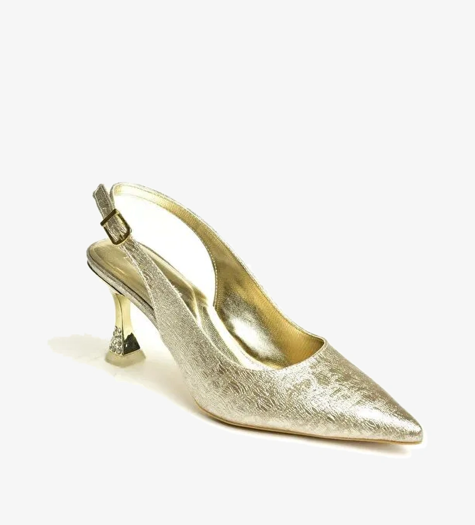 U8203362 Altın Kadın Topuklu Ayakkabı - Görsel 1