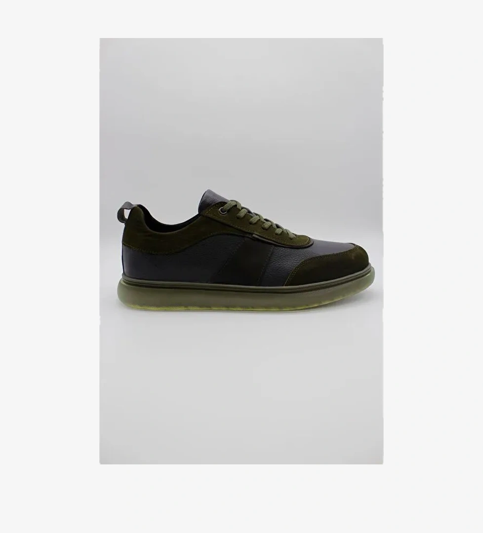 Koyu Haki Hakiki Deri Termo Taban Bağcıklı Casual Ayakkabı 1033235117