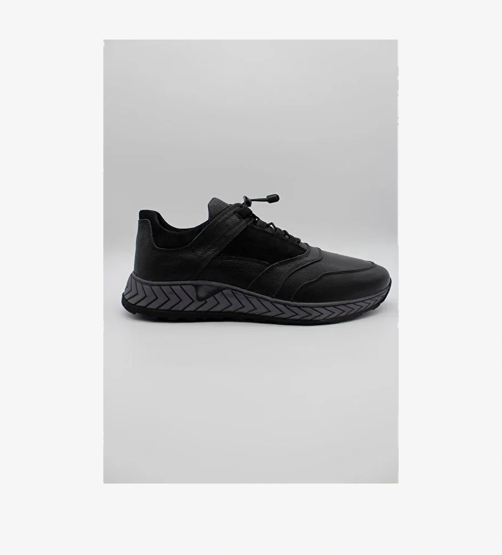 Siyah Hakiki Deri Termo Taban Bağcıklı Casual Ayakkabı 1033235115 - Görsel 1