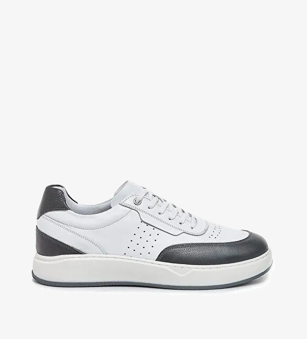 Beyaz Hakiki Deri Antik Bağcıklı Casual Ayakkabı 1033240155 - Görsel 1