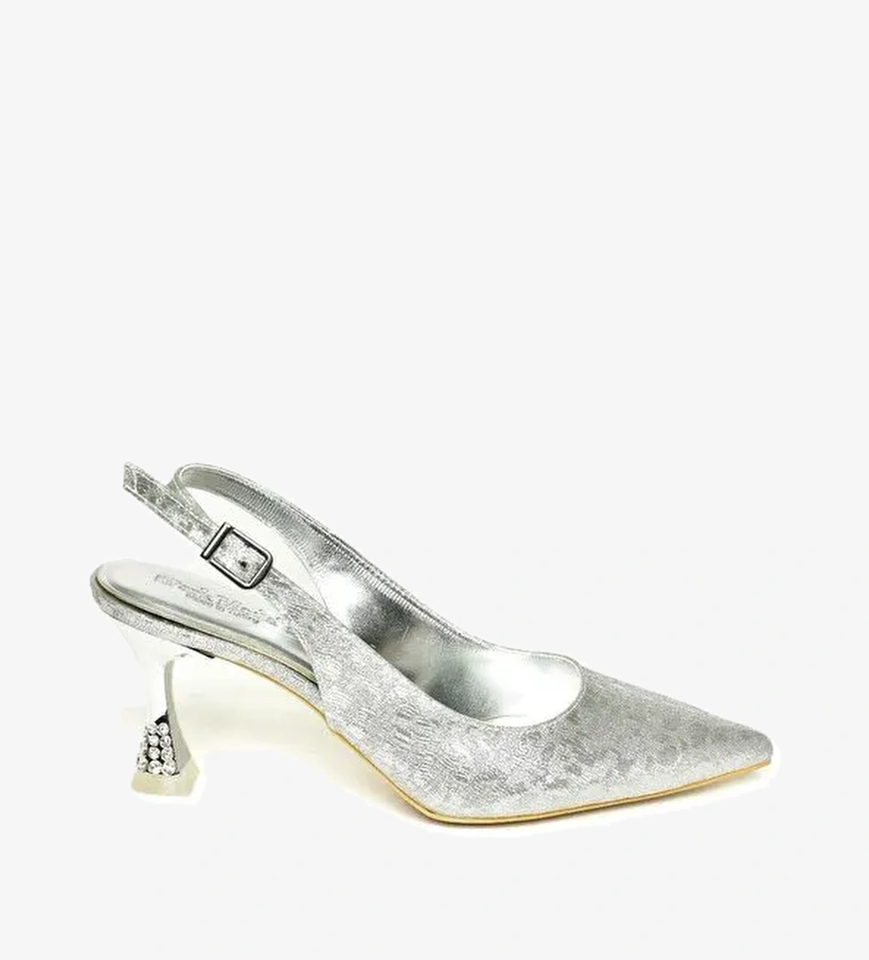 U8203362 Gümüş Kadın Topuklu Ayakkabı