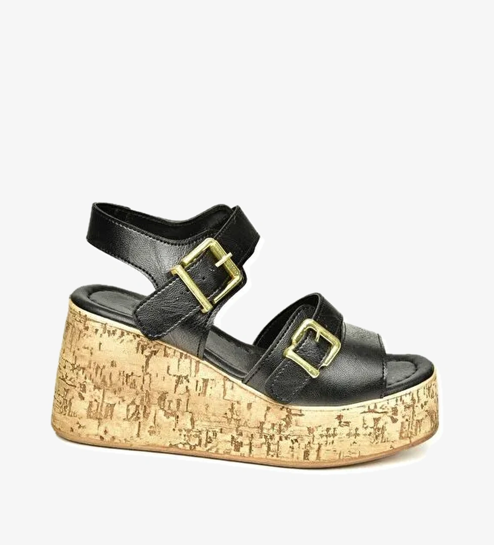 U9967520 Siyah Kadın Dolgu Topuklu Ayakkabı - Görsel 1