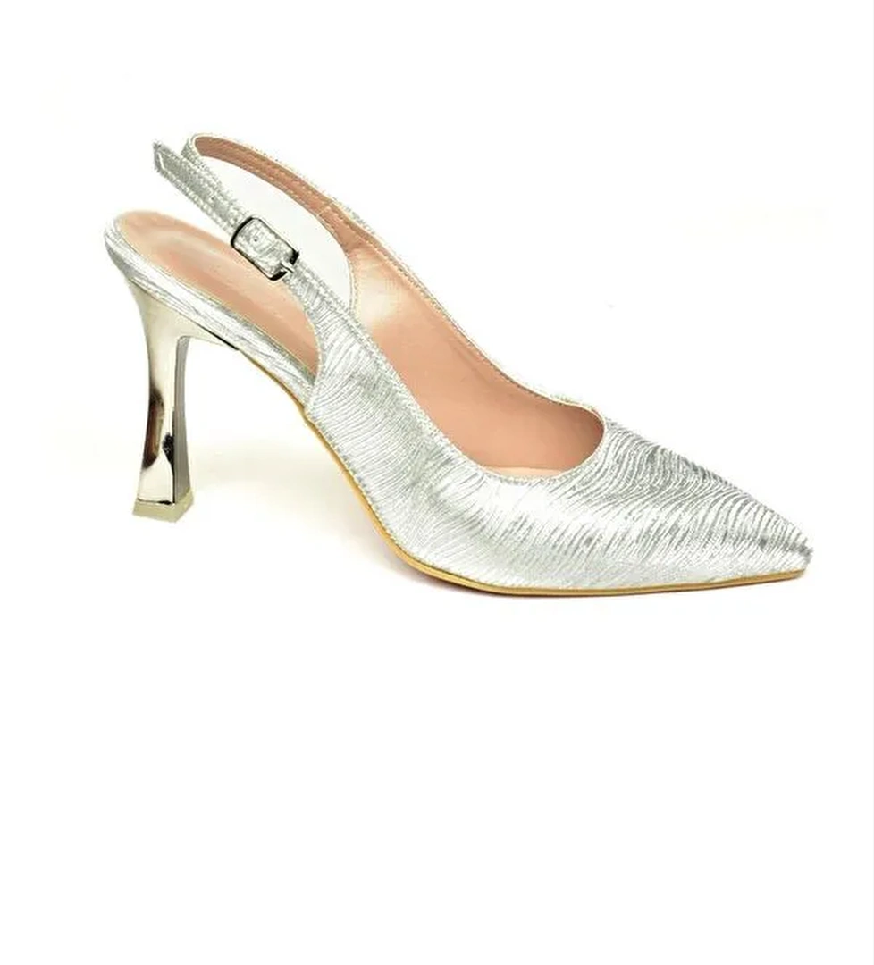 U6762892 Gümüş Kadın Topuklu Ayakkabı - Görsel 1
