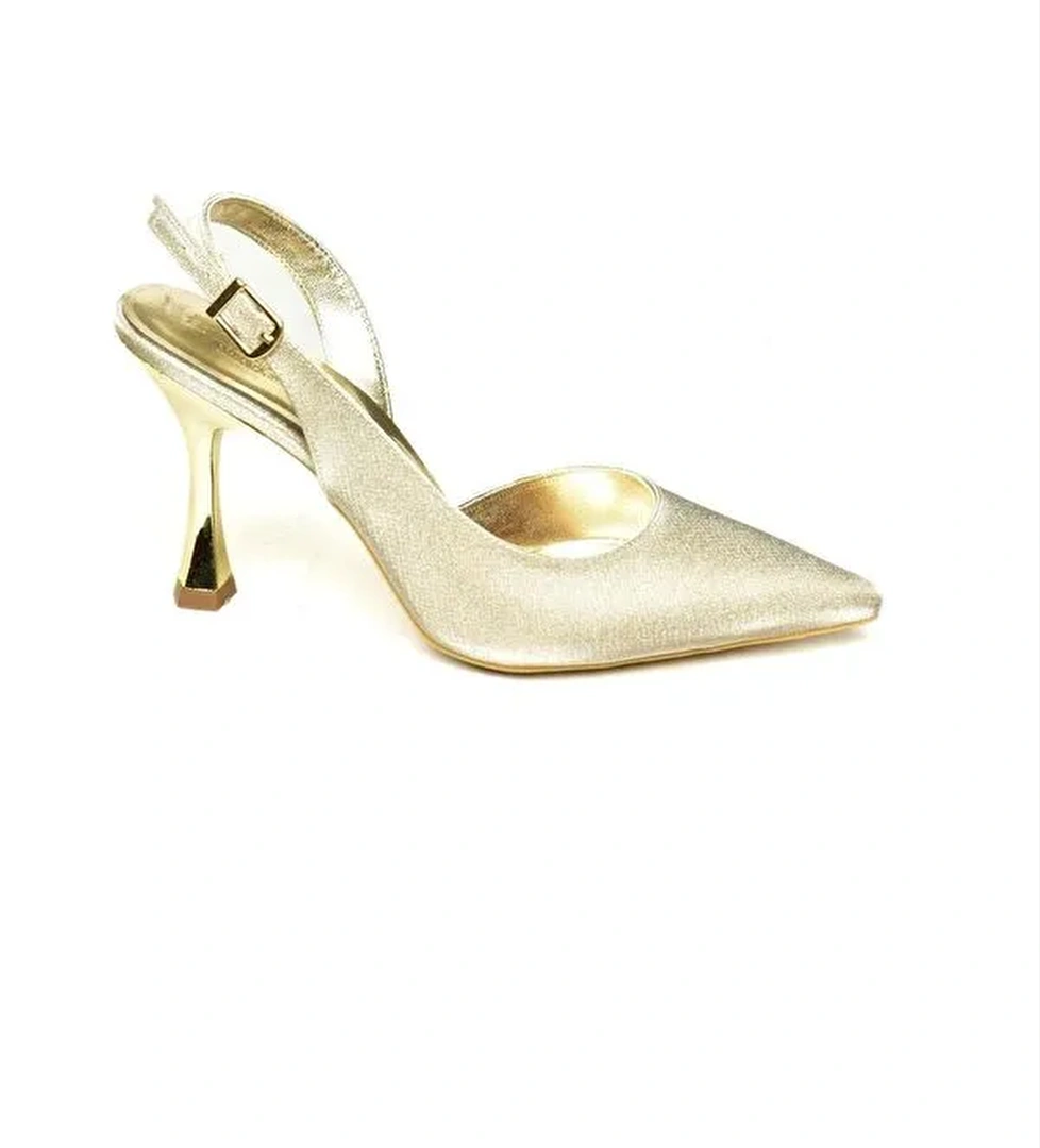 U8203370 Altın Kadın Topuklu Ayakkabı - Görsel 1