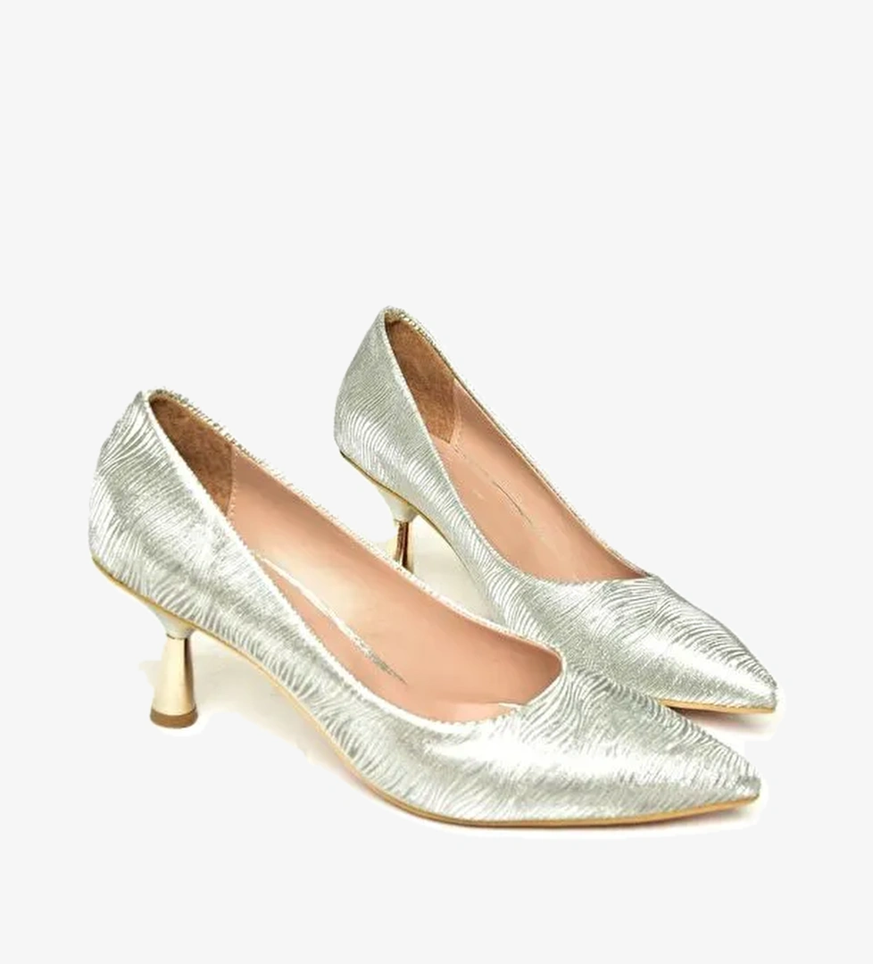 U6760340 Gümüş Kadın Topuklu Ayakkabı - Görsel 1