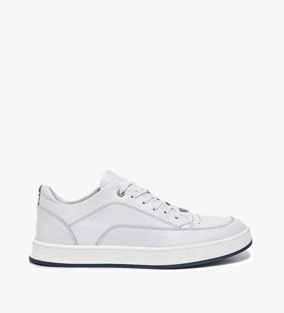 Beyaz Hakiki Deri Bağcıklı Termo Taban Casual Ayakkabı 1033240154