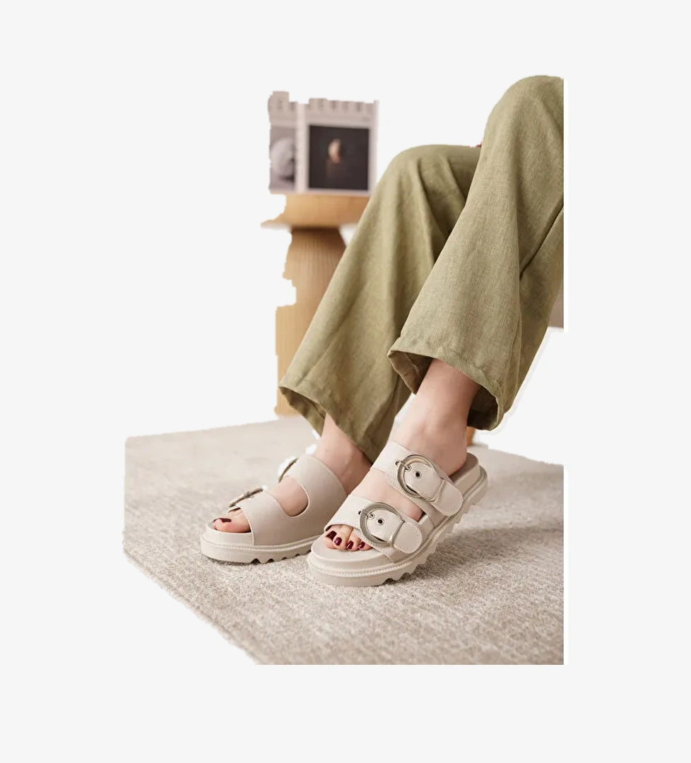 D0793 Günlük Ortopedik Çift Toka Konforlu Terlik - Görsel 1