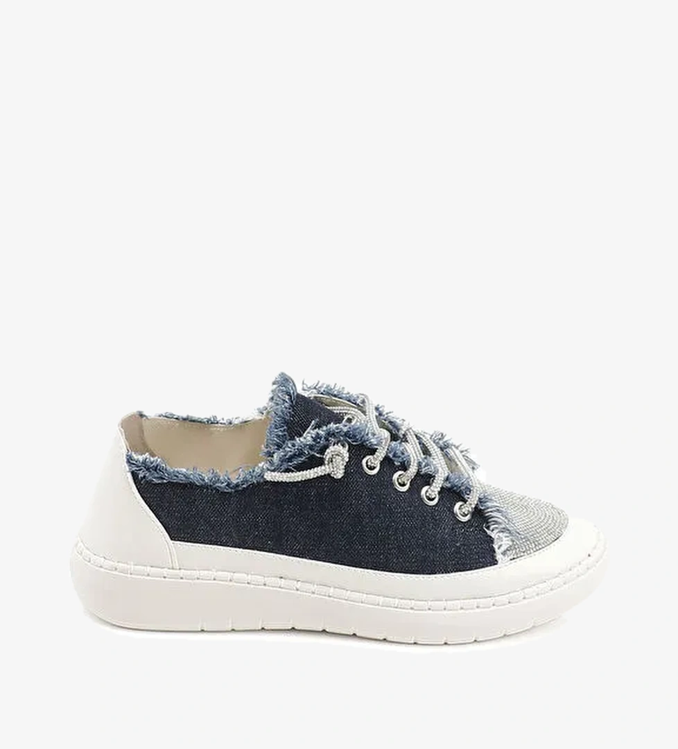 Kadın İNDİGO LACİVERT Jean Triko Taşlı Comfort Sneaker