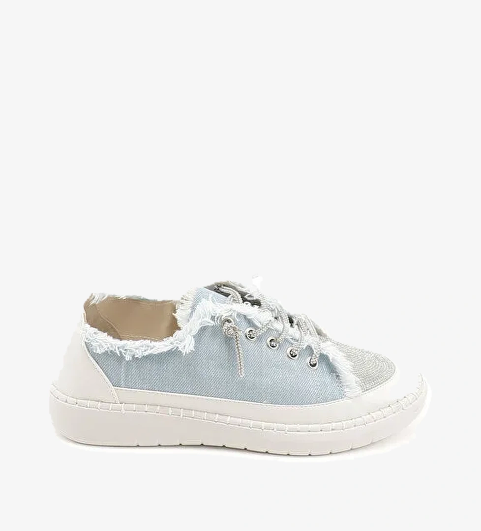 Kadın MAVİ Jean Triko Taşlı Comfort Sneaker