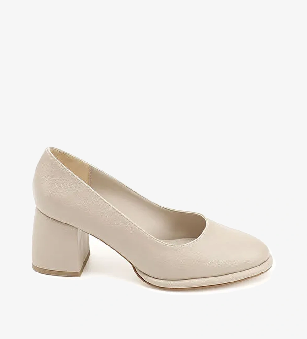 Kadın AÇIK NUDE Orta Kalın Platform Topuklu Ayakkabı