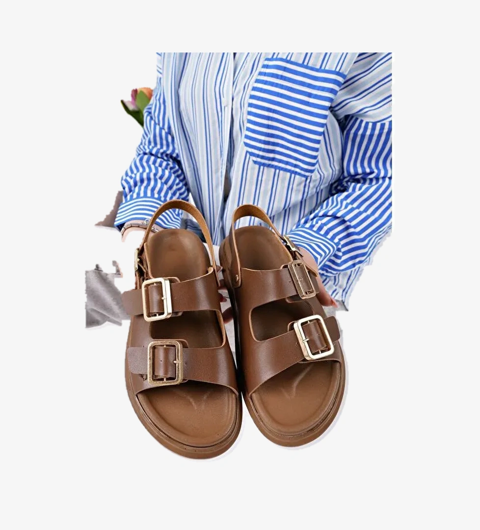 MEGGİE Çift Bantlı Ayarlanabilir Kemerli Günlük Kadın Sandalet