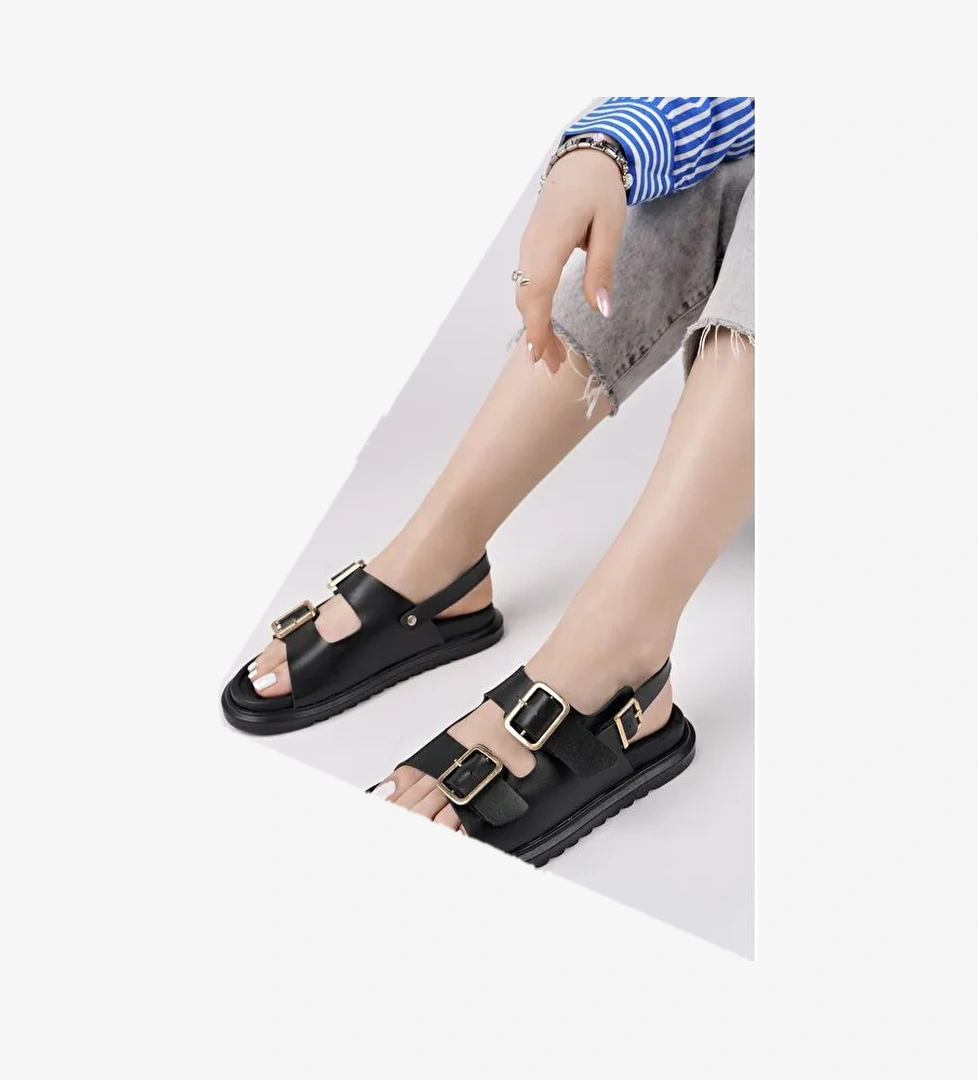 MEGGİE Çift Bantlı Ayarlanabilir Kemerli Günlük Kadın Sandalet