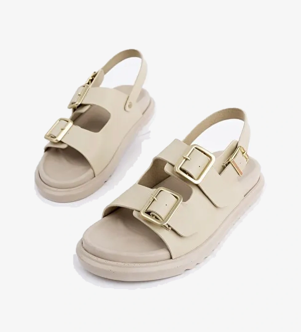 MEGGİE Çift Bantlı Ayarlanabilir Kemerli Günlük Kadın Sandalet - Görsel 1