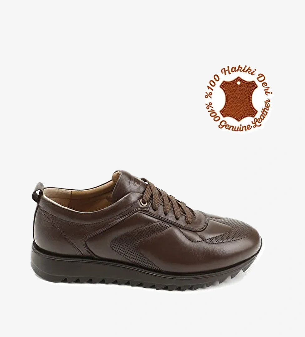 Gönderi̇(r) Erkek ÇİKOLATA KAHVE Hakiki Deri Bağcıklı Sneaker model görseli