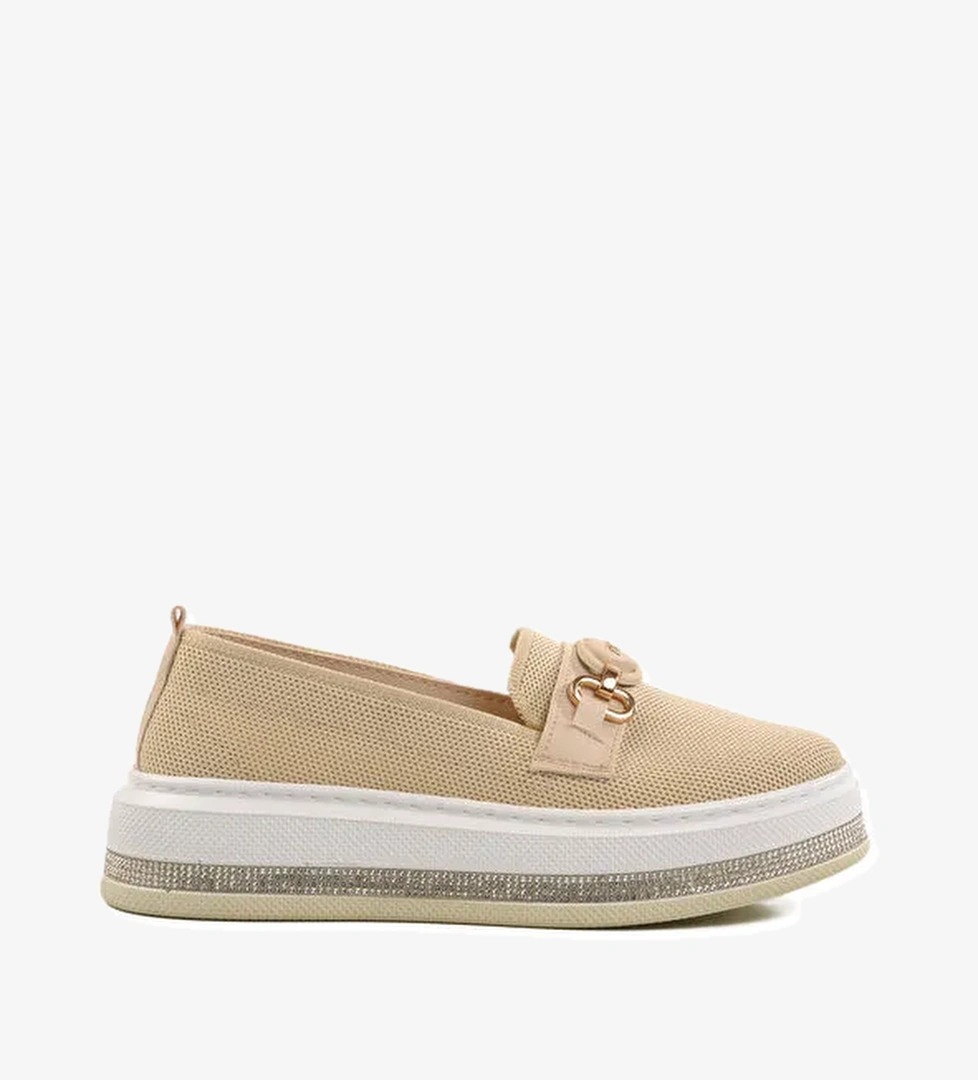 Bej Hafif Keten Kadın Casual Ayakkabı 261195 Z - Görsel 1