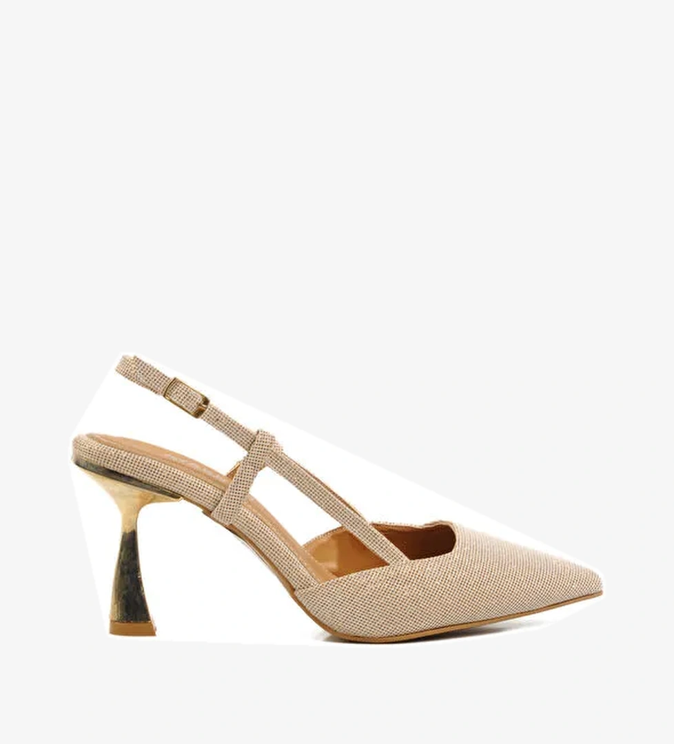 Bej Simli Kadın Abiye Ayakkabı 459158 Z