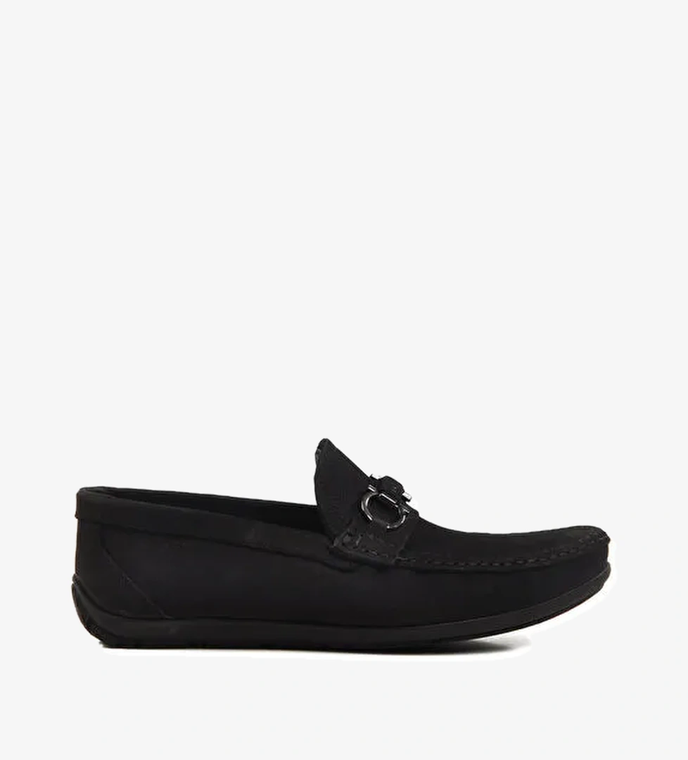 Siyah Nubuk Hakiki Deri Erkek Casual Ayakkabı 505454 M