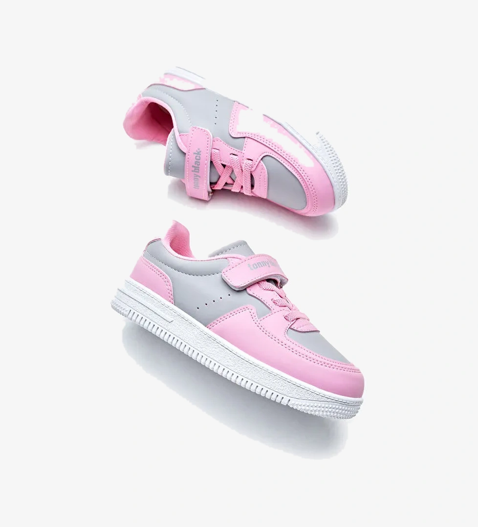 Çocuk Unisex Buz Pembe Termo Taban Cırtlı Lastik Bağcıklı Spor Ayakkabı