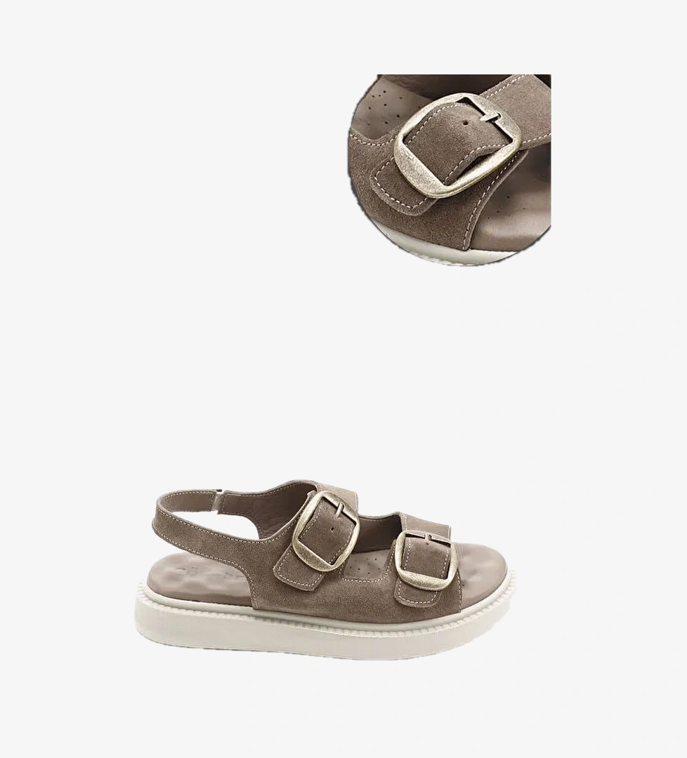 Kadin VIZON Cirtli Tokali Hakiki Deri Comfort Sandalet