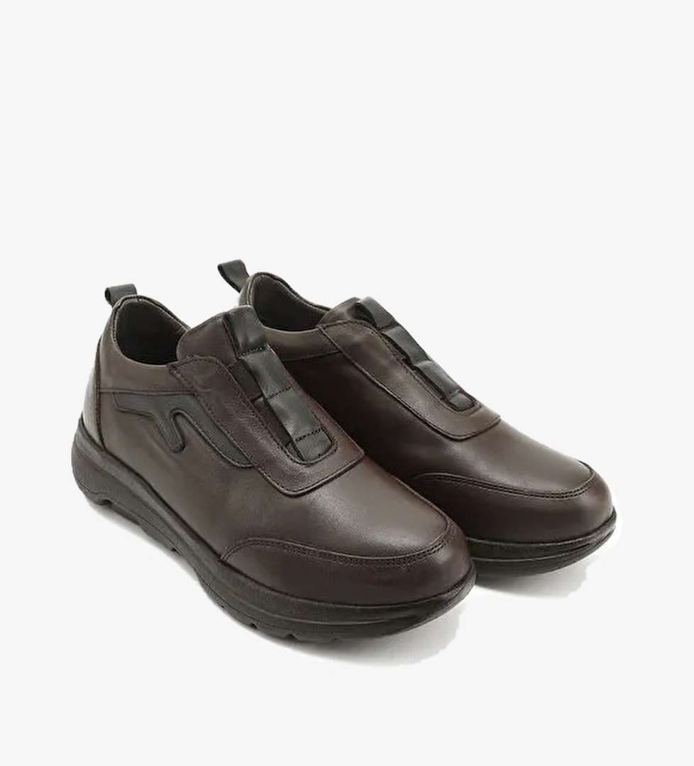 Kadın ORTA KAHVERENGİ Dilden Lastikli Hakiki Deri Comfort Ayakkabı - Görsel 1