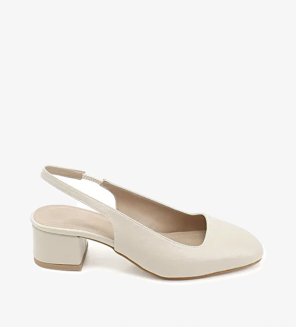 Kadın TEN Kısa Kalın Topuklu Arkası Açık Ayakkabı