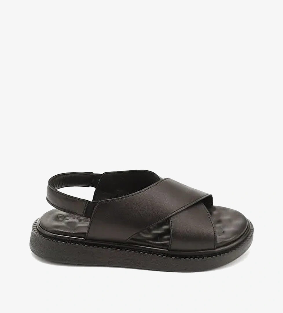 Kadin ZUMRUT-SIYAH Capraz Bantli Hakiki Deri Comfort Sandalet