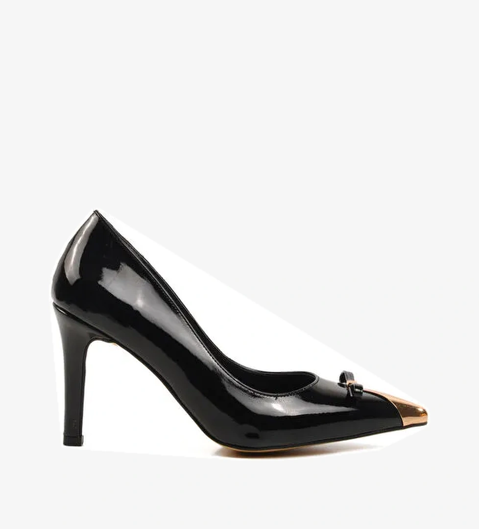 Siyah Rugan İnce Topuklu Kadın Abiye Ayakkabı 312301 Z