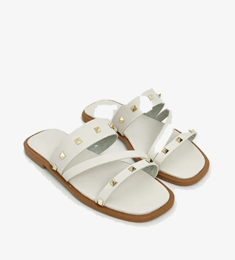 Deri Görünümlü Kadın Terlik - Görsel 1